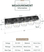 Bathroom Light Fixtures, 5 Light Matte Black Vanity Light, 32 Inch Modern Wall - Image 2