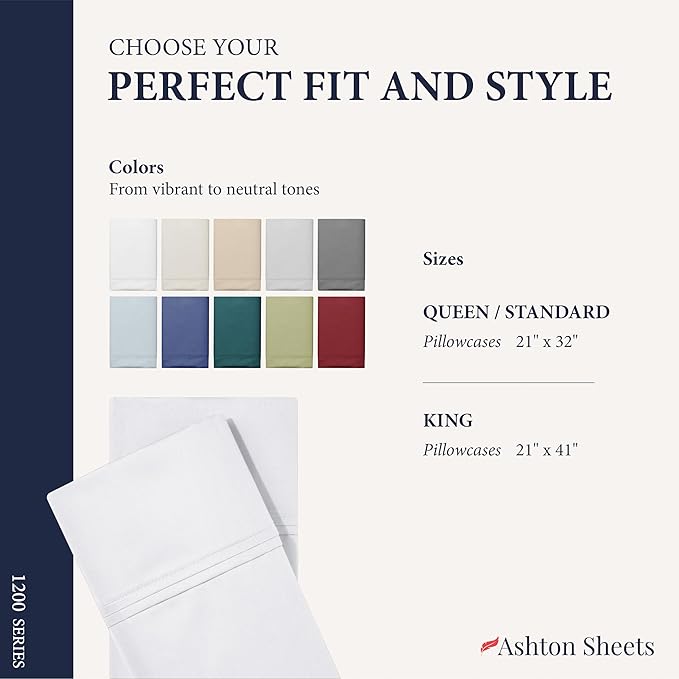100% Egyptian Cotton Pillow Cases King Size Set of 2 - Image 7