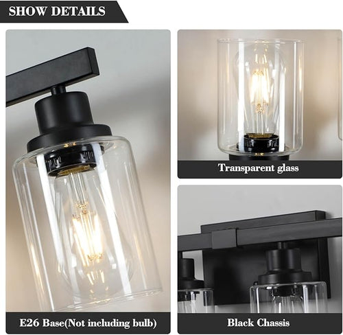 6-Light Black Vanity Lights 38'' Modern Bathroom Vanity Lighting Fixtures Above - Image 2