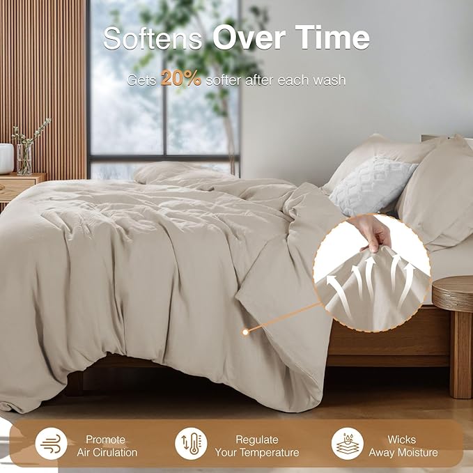 SONORO KATE 100% French Linen Duvet Cover King Size, Soft Breathable - Image 5