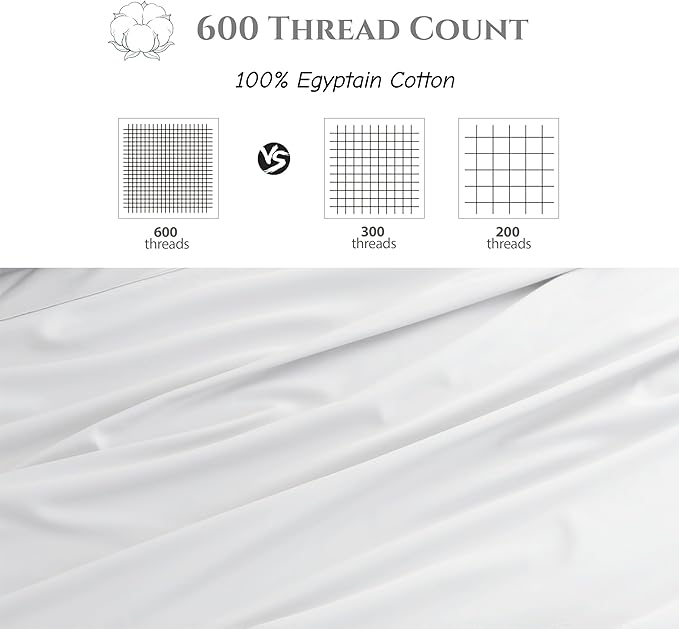 Cotton Flat Sheets Only, 600 TC 100% Cotton Flat Sheet Top Sheet Only, Cal King - Image 3