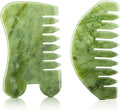 BBTO 2 Pcs Jade Comb for Scalp Massage Gua sha Comb for Head Body spa Hair by BBTO