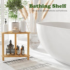 Bamboo Corner Shower Stool, 2-Tier Waterproof Shower Stool - Image 4