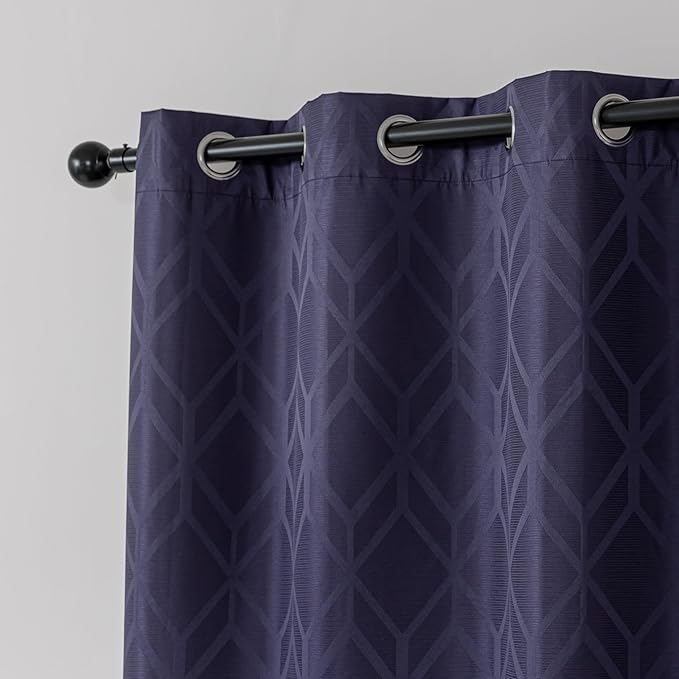 Amazon Basics Jacquard 2-Piece 100% Blackout Curtains, Living Room and Bedroom - Image 2