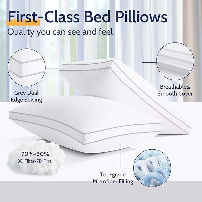 ROUMEA Pillows Standard Size Set of 2, Bed Pillows - Image 4