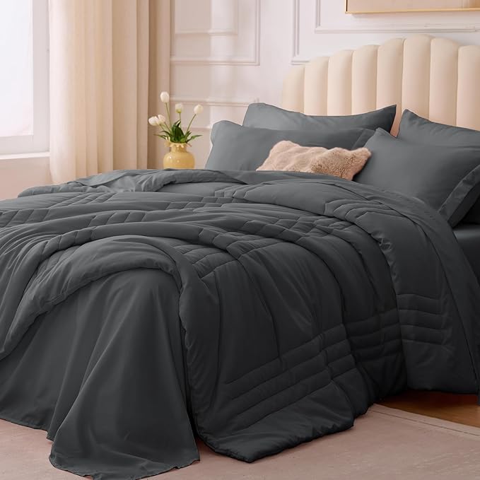 Twin XL Comforter Set Dark Grey by Velorose