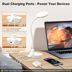 15W LED Desk Lamp with USB Charging Ports – Dimmable Table Lamp with 3 Color - Image 4