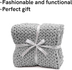YnM Velvet Weighted Blanket, Handmade Chunky Knitted Design, Soft and Cozy - Image 4