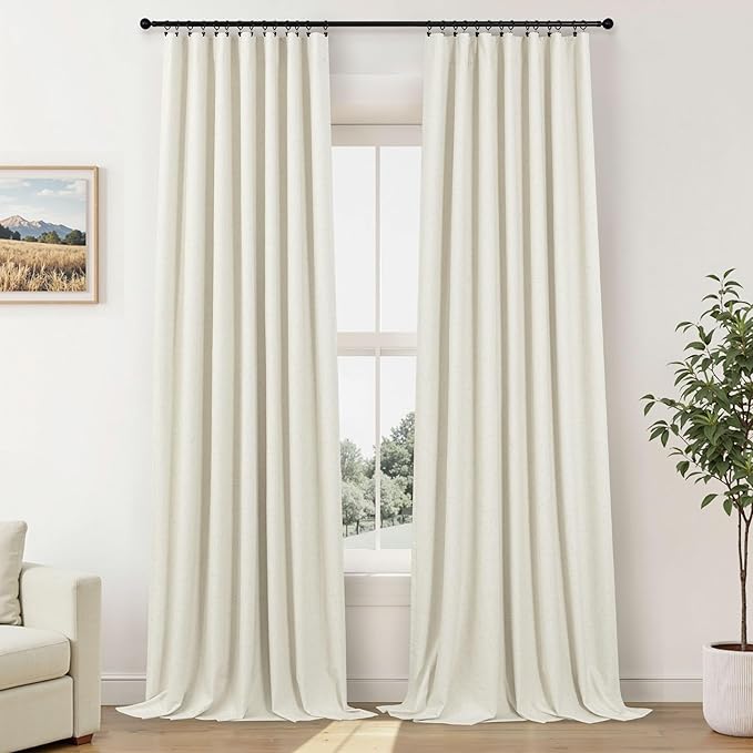 100% Blackout Curtains 84 Inch Length 2 Panels Set Neutral Boho Linen Farmhouse - Image 8