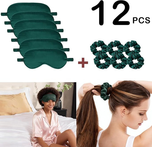 12Pcs Silk Sleep Masks Satin Eye Mask Silky Eyes Cover Blindfold Eyeshade Hair - Image 2
