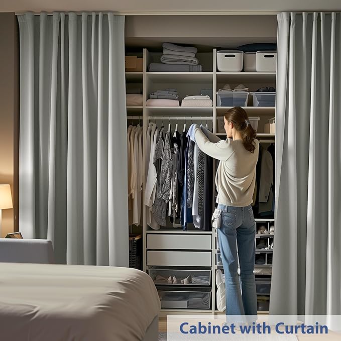 Room Divider Ceiling Mounted Curtains Track Sets Extra Wide Blackout Curtain - Image 3