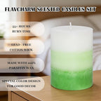 Pillar Candles 3x4 Inch Eucalyptus Scented Hand-Poured Layered Green Gradient - Image 4