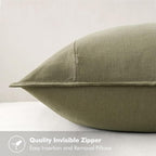 MIULEE Decorative Linen Pillow Covers 16x16 Inch Light Olive Green ​Boho - Image 3
