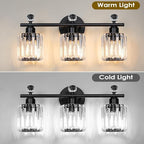 Modern 3 Light Crystal Vanity Light, Crystal Bathroom Light Fixtures, Compatible - Image 2