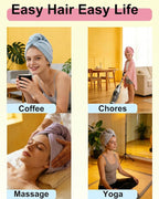 Lumimi Bath Pre Dry Hair Towel 2 Pack Quick Dry Hair Super Absorbent - Image 4