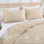 Yiran Camel Quilt Set Queen Size, 3 Piece Reversible Bedspreads Bedding Set - Image 4