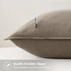 MIULEE Decorative Linen Pillow Covers 20x20 Inch Tan TaupeBoho Farmhouse - Image 3