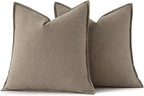 MIULEE Decorative Linen Euro Sham Pillow Covers 24x24 Inch Tan TaupeBoho - Image 7