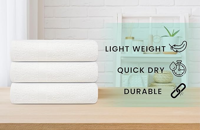 ZUPERIA White Bath Towels Bulk 36 Pack - Image 2