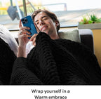 YnM Velvet Weighted Blanket, Handmade Chunky Knitted Design, Soft and Cozy - Image 3