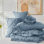 CozyLux King Size Comforter Set Mineral Blue, 7 Pieces Pintuck Bed in A Bag - Image 7