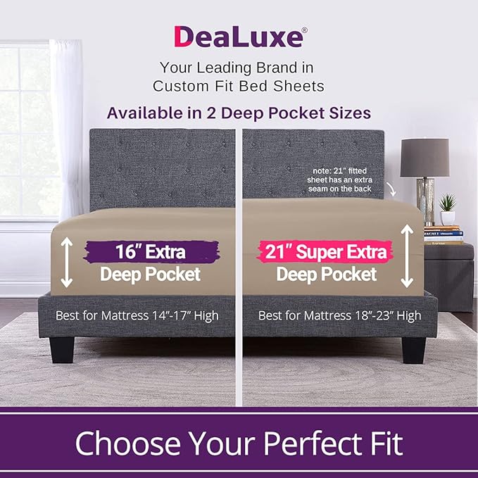 King Fitted Sheet King Size Fitted Sheet Only Deep Pocket – Real 16” Fitted Bed - Image 2