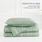 Andency Sage Green Twin Quilt Set, 2 Pieces Boho Lightweight Soft Striped - Image 8