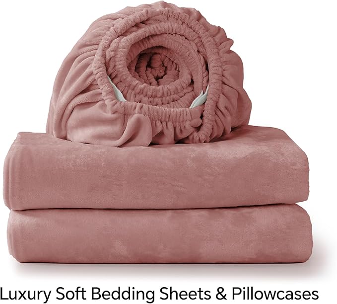 BEDELITE Velvet Fitted Sheet and Pillowcase Set, Luxury Soft Fuzzy Bottom Sheet - Image 8