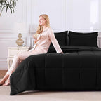CozyLux Oversized King Comforter Sets Black, 7 Pieces Bed in a Bag, 120x98 Box - Image 8