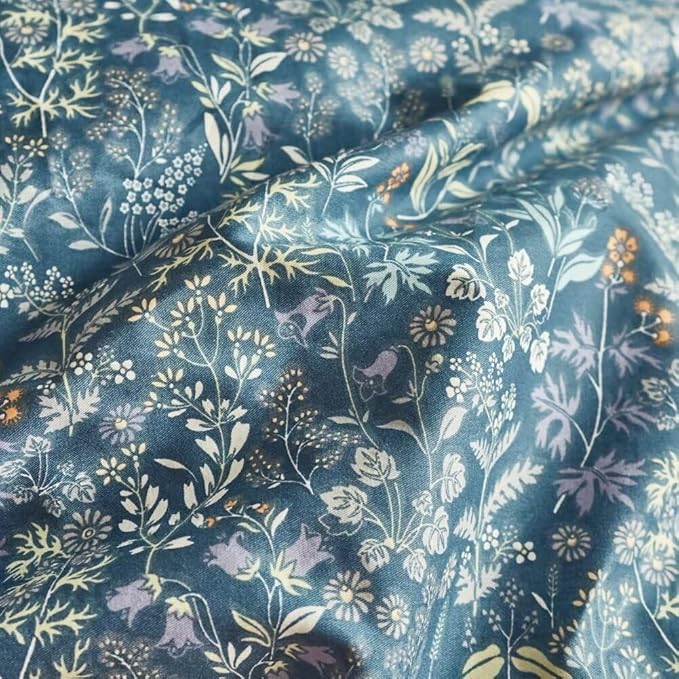 MKXI Blue Duvet Cover Twin Yellow Flower Print Bedding Sets Chic Floral - Image 3