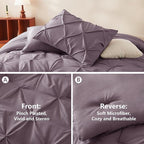 CozyLux Queen Comforter Set Grayish Purple, 7 Pieces Pintuck Bed in A Bag - Image 3