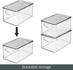 mDesign Deep Plastic Bathroom Storage Bin Box, Lid/Built-in Handles, - Image 5