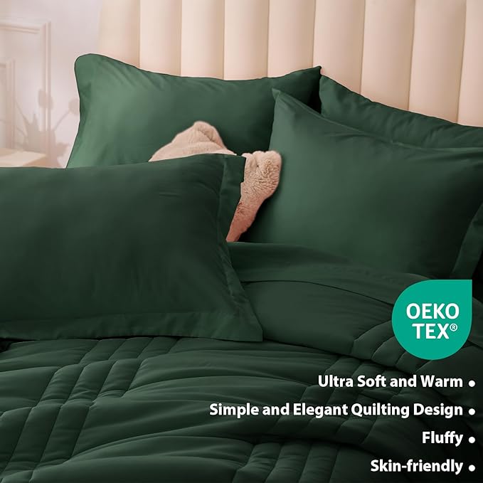 Queen Comforter Set Emerald Green - Image 5