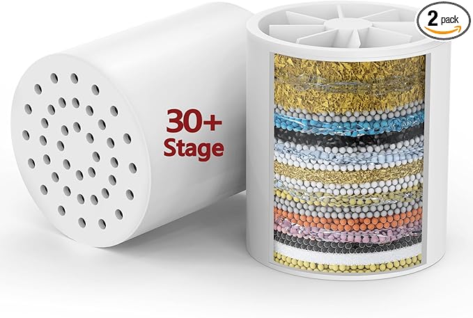 2 Pack 33 Stage Universal Shower Filter Replacement Cartridge V+C+E- Hard Water by DesignedforaSpa-LikeShower