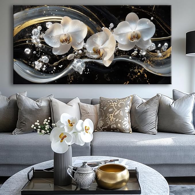 White Orchid Canvas Wall Art - Image 2