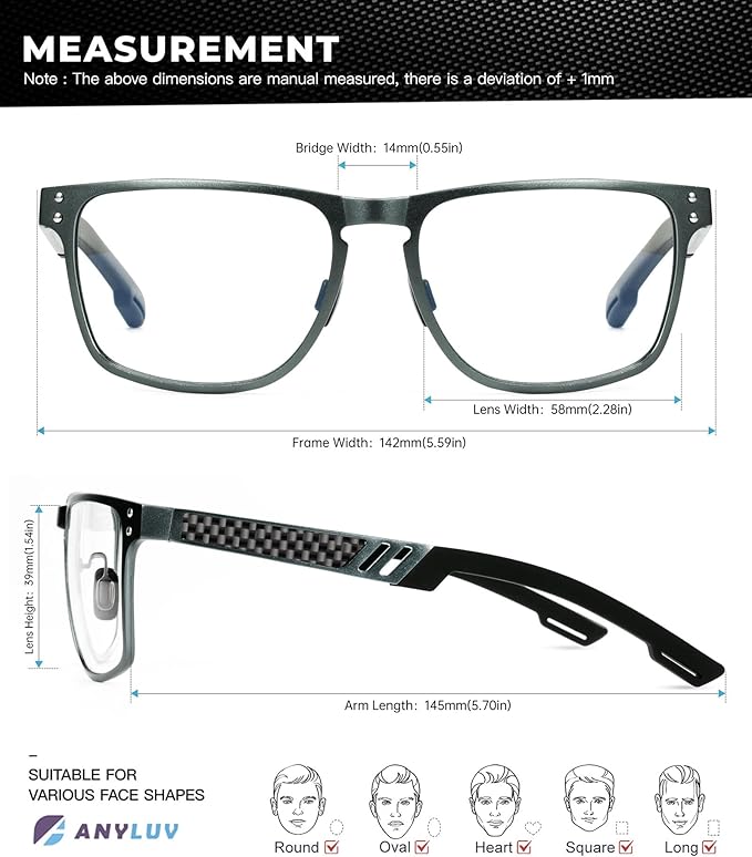 ANYLUV Blue Light Blocking Glasses Men Computer Gaming Glasses Lightweight - Image 5