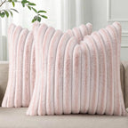 Pallene Faux Fur Plush Throw Pillow Covers 24x24 Set of 2, Luxury Soft Fluffy by PALLENE