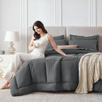 Sasttie Oversized Queen Comforter Set, 7 Pieces Extra Large Bed in a Bag - Image 8