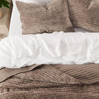 EVERGRACE Velvet Quilt Set Queen Size, Luxurious Soft Striped Channel Bedding - Image 3