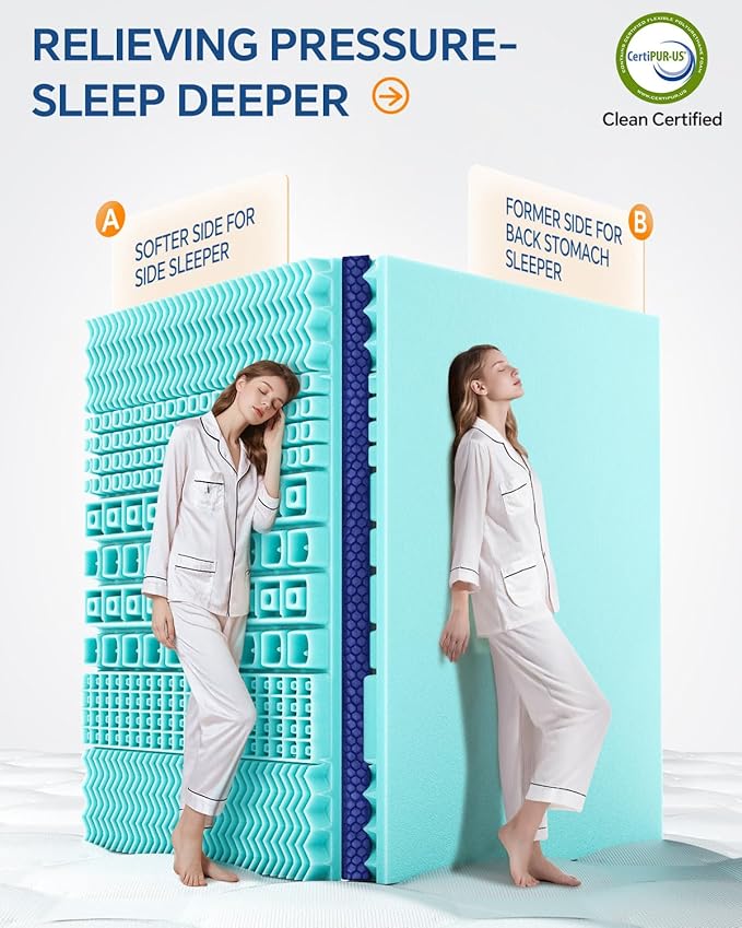 BEDELITE Full Mattress Topper Dual Layer 4 Inch Memory Foam Mattress Topper - Image 3