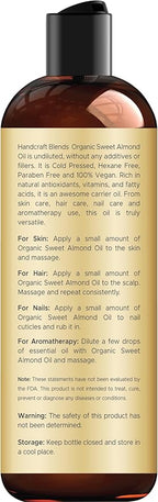 Handcraft Blends Organic Sweet Almond Oil | 100% Pure and Natural | Bath & Body - Image 2