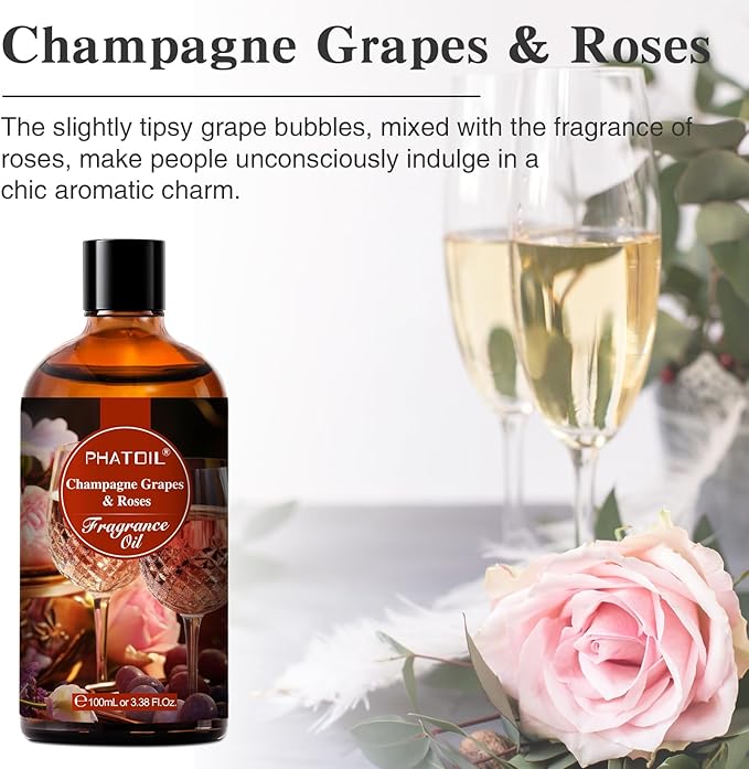 PHATOIL 3.38FL.OZ Champagne Grapes Roses Fragrance Oils - Image 2