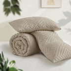 Andency Oatmeal Comforter California King Size, 3 Pieces Boho Bedding Set & - Image 3