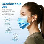 Borje Blue Disposable Face Mask 100 Pcs Blue Face Masks 3 Ply Protection Masks - Image 3