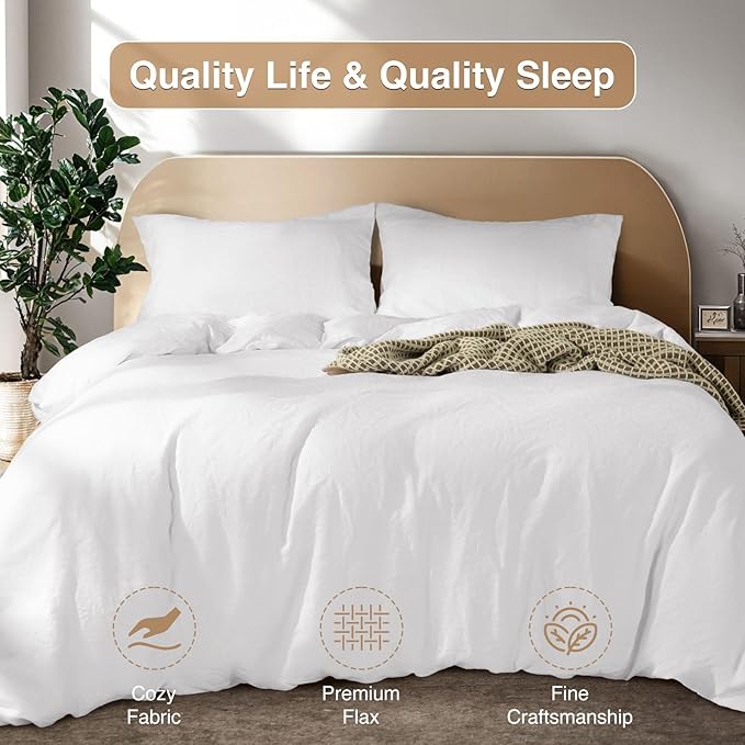 SONORO KATE 100% French Linen Duvet Cover Full Size, Soft Breathable - Image 7