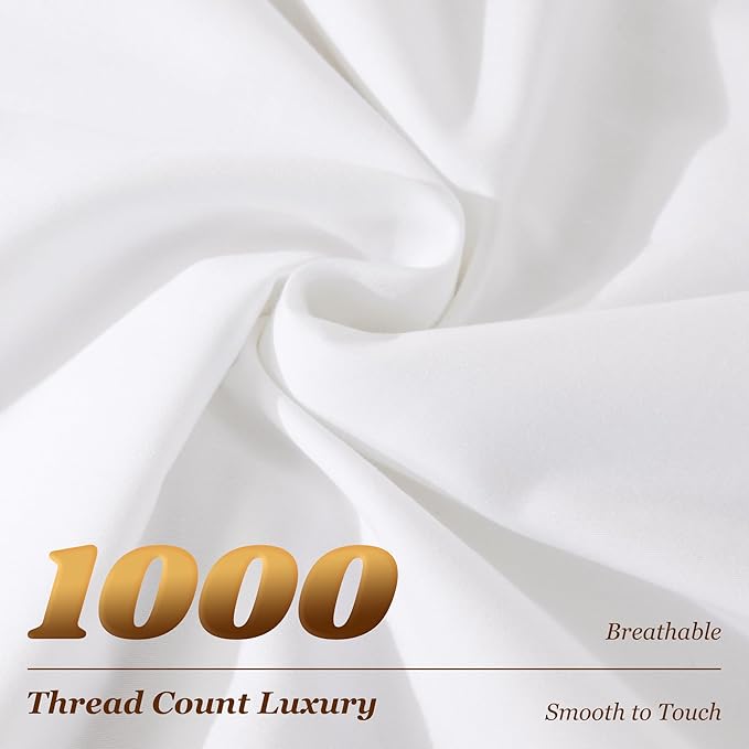 LBRO2M 1000 Thread Count 100% Cotton Sheets Set, Full Size Bed Sheet 4 Piece - Image 3