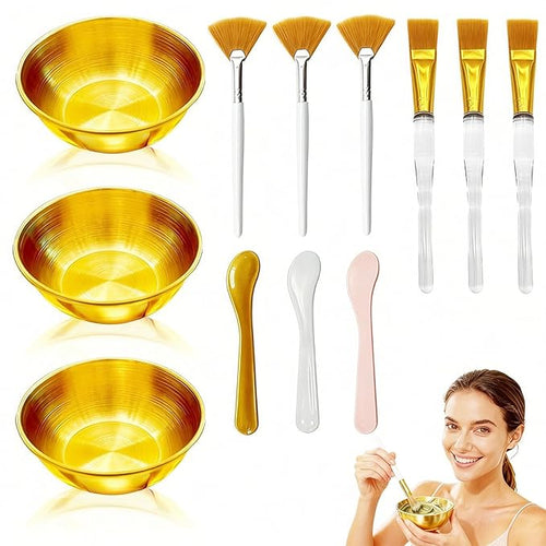 12 Pcs Gold Facial Bowl and Brush Set by Unknown