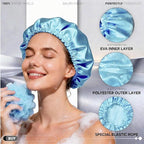 Smilco 2 Pack Shower Caps for Women, Reusable Waterproof Double Layer Bath Cap - Image 2