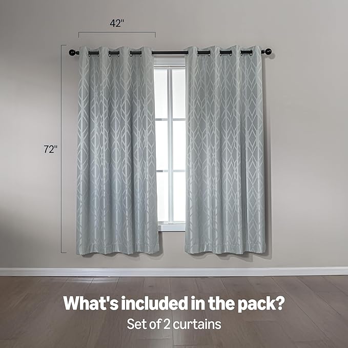 Amazon Basics Jacquard 2-Piece 100% Blackout Curtains, Living Room and Bedroom - Image 5