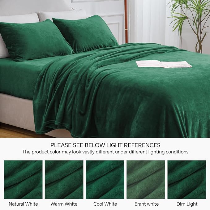 BEDELITE Flannel Sheets Queen Size Dark Green - Image 9